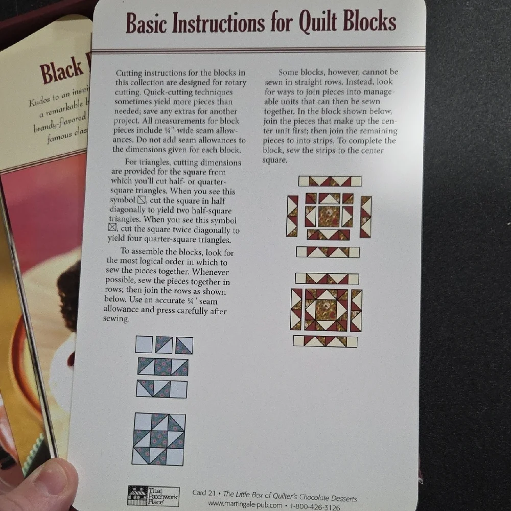 Quilter's Chocolate Desserts Recipe And Pattern Cards